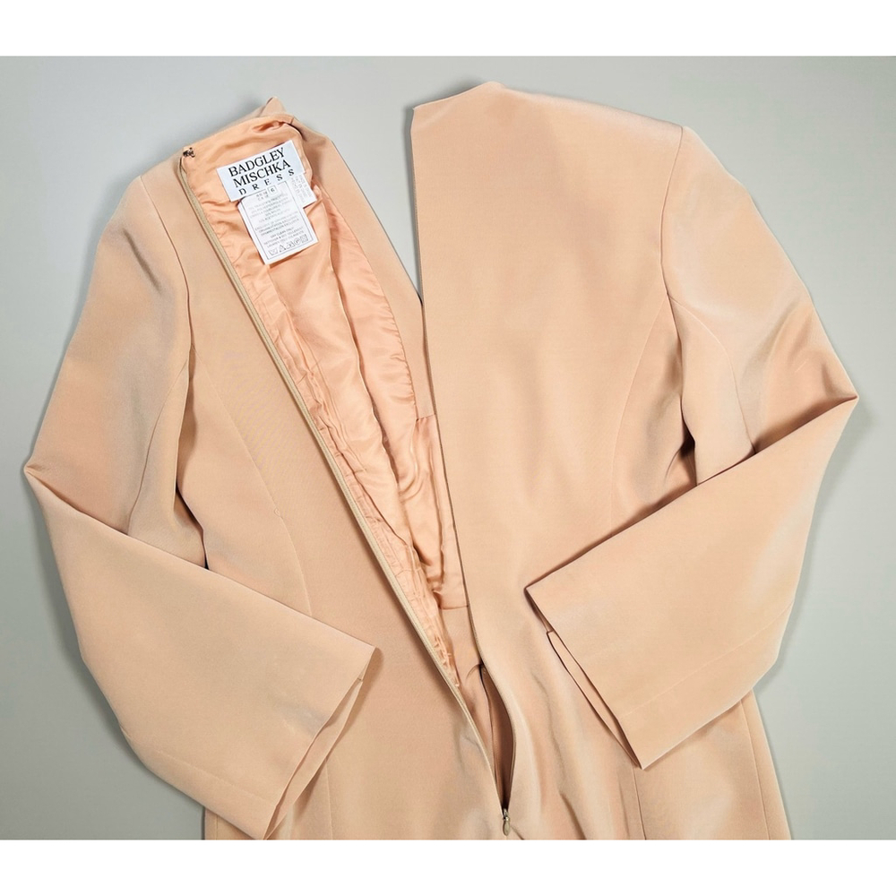 Badgley Mischka Top Skirt Suit Set Elegant Peach Beaded 6 - Picture 11 of 15